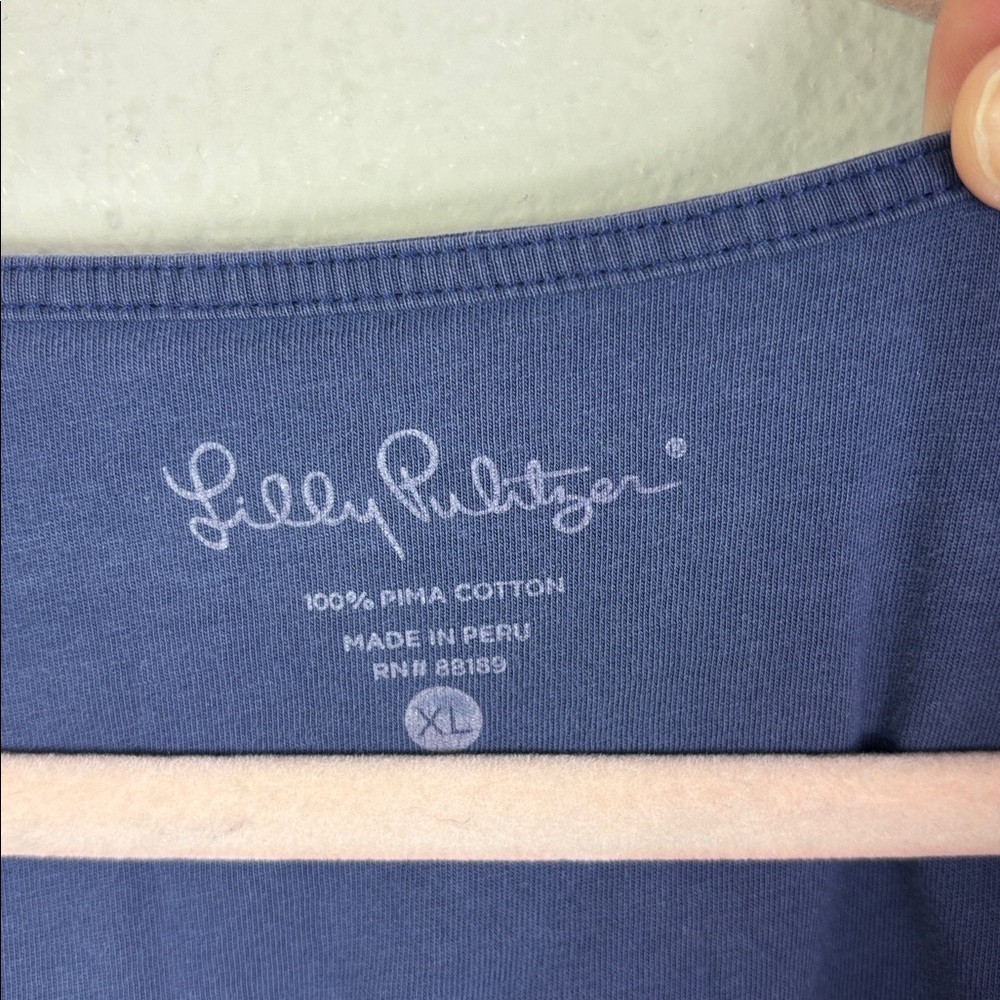 Lilly Pulitzer navy blue Blaire v-neck t-shirt dress embroidered v-neck size XL - Picture 3 of 8